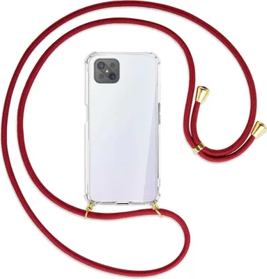 Produktbild von Handykette Backcover-Schutzhülle mit Band (Metall goldfarben) für Oppo A92S / Reno4 Z 5G - dunkelrot