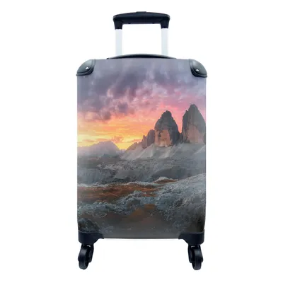Produktbild von MuchoWow® Koffer Handgepäck Trolley Rollkoffer Kleine Reisekoffer mit 4 Rollen - Felsen - Berg - Sonnenuntergang - Landschaft - Cabin Size < 55x40x23 cm & 55x40x20 cm - Fotokoffer - Kabinenkoffer - Boardgepäck - Reise-Box - Reisekoffer - Reisegepäck - Koffer mit Bild - Trolley für Kinder