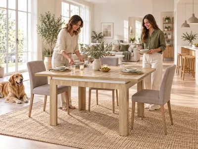 INSPIRO Esstisch im Esszimmer – Platz für gemeinsame Mahlzeiten, KI-generiertes Bild