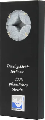 Produktbild von Teelichter aus Stearin, 18/38 mm, Grau, KERZENFARM HAHN, Brenndauer ca. 4h, 10 Stück pro Verpackung