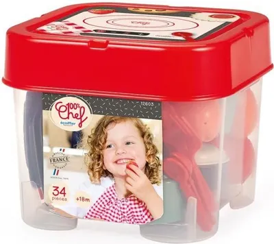 Produktbild von Spielgeschirr Set, ECOIFFIER, 34 Teile, Ab 18 Monaten, Inklusive Aufbewahrungsfass