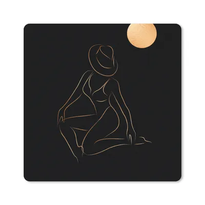 Produktbild von MuchoWow® Mauspad Mousepad Frau - Mond - Gold - Schwarz 30x30 cm - Mousepads - Maus Mat - Pad - Mausunterlage - Gaming