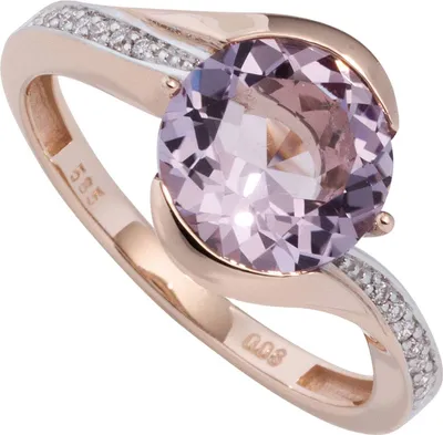 Produktbild von JOBO Damen Ring 585 Rotgold bicolor 16 Diamanten Brillanten 1 Amethyst lila violett Größe 56