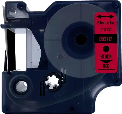 Imagen del producto de Cinta para etiquetas de 24 mm x 7 m, color sobre rojo, con adhesivo permanente, para etiquetado