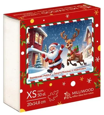Immagine prodotto di Puzzle in legno da 50 pezzi: Babbo Natale e le renne