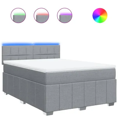 Produktbild von Boxspringbett mit Matratze Hellgrau 140x200 cm Stoff