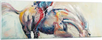 Produktbild von Bilder auf glas - Pferd Abstraktion - 90x30cm - Glasbilder - Wandbilder - Kunstdruck - zum Aufhängen bereit - Wanddekoration aus Glas - Glas Bilder - Wandbild auf Glas - Einteilig - GAB90x30-3446