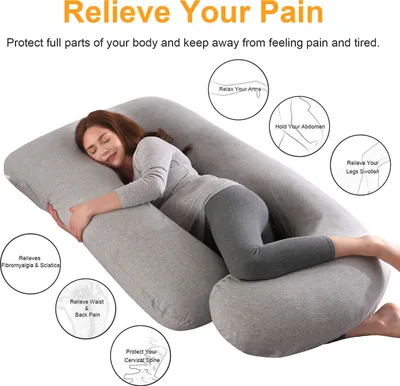 Image de Coussin d'allaitement pour femmes enceintes Coussin pour le corps en forme de J Coussin de maternité, 70 × 145 cm, gris clair