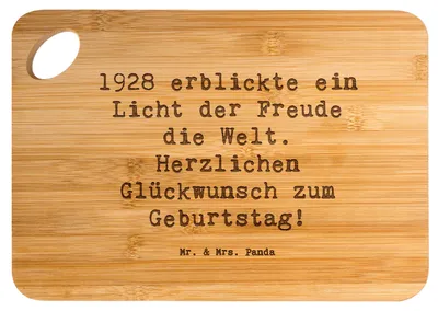Produktbild von Mr. & Mrs. Panda Brett Spruch 1928 Geburtstag Freude - Transparent - Geschenk, Hackbrett, Alter, Herzlichen Glückwunsch, Geburtsjahr, Schneidebrett, schneidunterlage