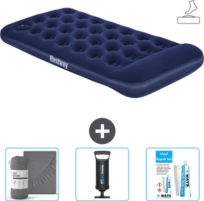 Produktbild von Bestway Luftmatratze - 1 Person - 99 x 188 x 28 cm - Blau - Inklusive Zubehör