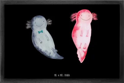 Produktbild von Mr. & Mrs. Panda Schmutzmatte Axolotl Freundin 60 x 90 cm - Schwarz - Geschenk, glücklich, Valentinstag, Türmatte, Bodenvorleger, fußmatte, Sauberlaufmatte, Verliebt