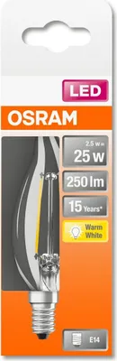 Produktbild von Osram LED Leuchtmittel Classic BA40 E14 2,5W warmweiß, klar