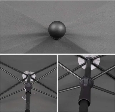 Productafbeelding van Famanu tuinset parasol, 200x125 cm - grijs - UV-bescherming 50+ - Zonbescherming - Terrasparasol