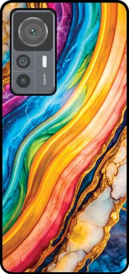 Produktbild von Smartphonica Telefon Fall geeignet für Xiaomi 12T / 12T Pro mit Regenbogen Gold Marmor Print - TPU Backcover Fall Regenbogen Gold Marmor Design