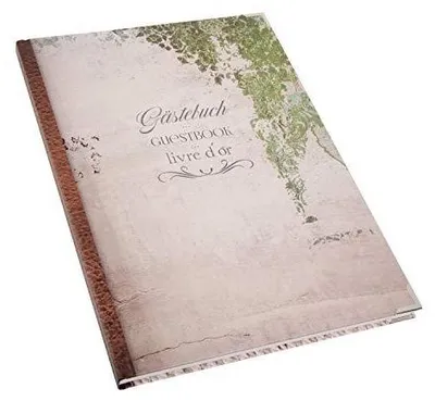 Produktbild von Leeres Gästebuch DIN A4 Vintage für Hochzeit Pension Hotel Ferienhaus - beige grünmit Metallecken