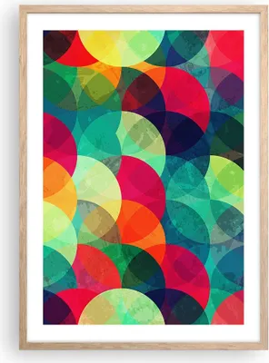 Produktbild von Gerahmtes Poster - Rahmen in heller Eiche - Farben Räder Abstraktion - 50x70 cm - Wand Bild - Wanddeko - Wandbilder - Kunstposter - Wandposter - Bilderrahmen - Bilder - Kunstdruck - P2NPA50x70-4701