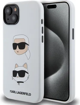 Image de Karl Lagerfeld iPhone 15 Plus & 14 Plus Coque arrière - SILICONE K&C - Blanc