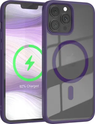 Produktbild von EAZY CASE Clear MagSafe Case für Apple iPhone 13 Pro Max, Qi-Charging, Silikon mit Kameraschutz, Bumper Case in Violett