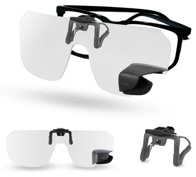 Produktbild von TriEye Clip-On Sonnenbrille mit Rückspiegel links – Polarisierte Aufsteck Sonnenbrille für Brillenträger – Sonnenbrillen Aufsatz 145 mm – Klar