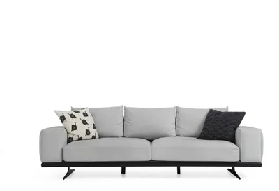 Produktbild von Zweisitzer Sofa 2 Sitzer Stoff Grau Modern Design Wohnzimmer Polyester