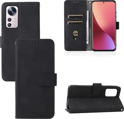 Produktbild von König Design Hülle kompatibel mit Xiaomi 12 Lite Kunstleder Handyhülle - Handy Case Schwarz