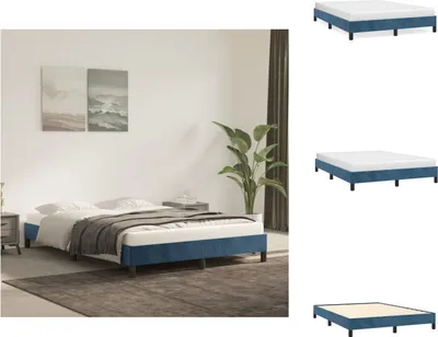 Produktbild von vidaXL Bettgestell Dunkelblau 140x200 cm Samt - Betten & Bettgestelle