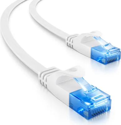 Produktbild von deleyCON 20m CAT6 Flaches Netzwerkkabel 1,5mm Flachbandkabel U-UTP RJ45 - UUTP Patchkabel für DSL LAN Switch Router Modem Repeater Patchpanel