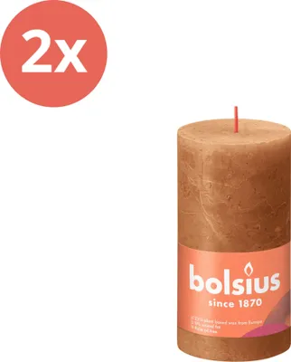 Imagen del producto de Bolsius - Vela rústica en forma de tronco - 130/68 - 1 unidad por paquete - Color marrón especiado - Paquete económico - 2 unidades