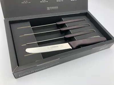 Produktbild von Giesser Messer 4er Set Geschenkbox Tomatenmesser Brötchenmesser Allzweckmesser 11 cm - majestic mute