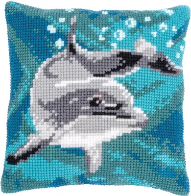 Produktbild von Kreuzstichkissenpackung Delphin