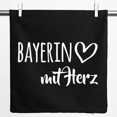 Produktbild von Huuraa Kissenbezug Bayerin mit Herz 40x40cm Black Baumwolle Dekokissenbezug Geschenkidee