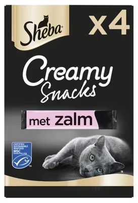 Productafbeelding van Sheba Creamy Snacks met zalm, 4 stuks x 12 gram, 11 stuks
