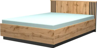 Produktbild von Bett 160X200 Cm Lamelo La16 Betgestelle Bettrahmen Mit Lattenrost (Ohne Matratze) Wotan Eiche/Schwarz