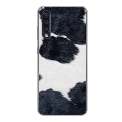 Produktbild von MuchoWow® Handyhülle Schutzhülle Hülle für Samsung Galaxy A50 Bild einer schwarzen und weißen Kuhhaut Silikon Softcase Handy Hülle - Mobiltelefonhülle