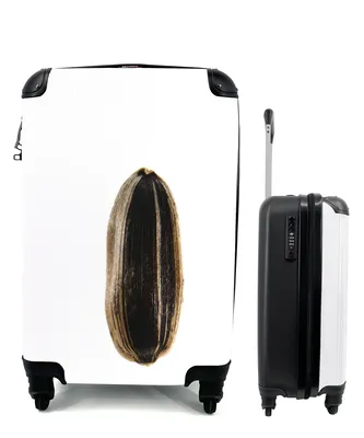 Produktbild von MuchoWow® Koffer Handgepäck Trolley Rollkoffer Kleine Reisekoffer mit 4 Rollen - Studioaufnahme von Sonnenblumenkernen auf weißem Hintergrund - Cabin Size < 55x40x23 cm & 55x40x20 cm - Fotokoffer - Kabinenkoffer - Boardgepäck - Reise-Box - Reisekoffer - Reisegepäck - Koffer mit Bild - Trolley für Kinder