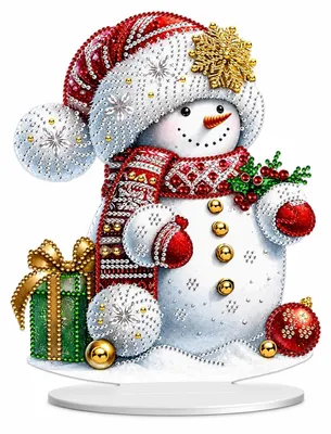Image de Kit de peinture diamant - Motif : bonhomme de neige - Kit de loisirs créatifs pour créer des mosaïques