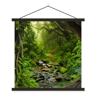 Produktbild von MuchoWow® Textilposter Natur - Wasser - Dschungel - Wald - Tropisch 60x60 cm mit schwarzem Rahmen - Posteraufhänger