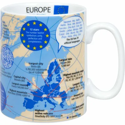 Image de Könitz, tasse à connaissances, modèle Europe, en porcelaine, 460 ml, référence : 11 1 330 2973