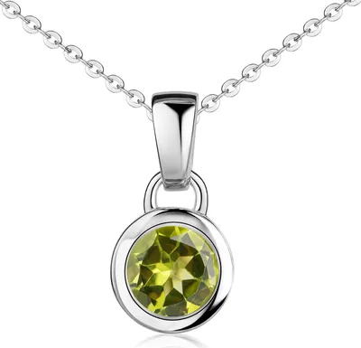 Produktbild von MATERIA by Matthias Wagner Damen Kettenanhänger Peridot 925 Silber rund grün wahlweise mit Kette KA-505-Grün