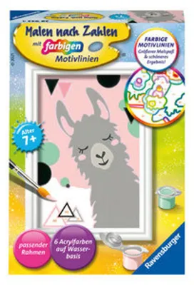 Produktbild von Ravensburger Malen nach Zahlen 28942 - Glückliches Lama - Kinder ab 7 Jahren