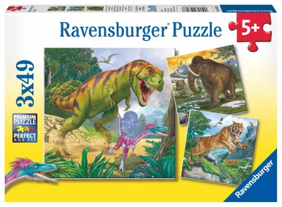Zdjęcie produktu dla Puzzle dla dzieci Ravensburger - 09358 Władca czasów prehistorycznych - Puzzle dla dzieci w wieku 5 lat i starszych, 3x49 elementów