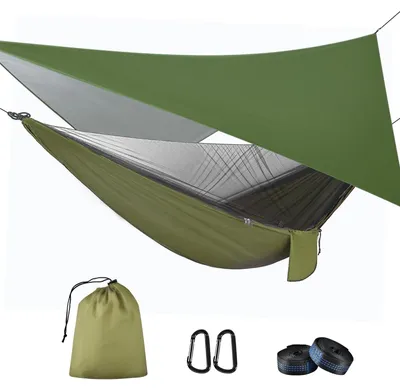 Produktbild von Hängematte mit Mückennetz und Zeltplane - Ultraleicht für Outdoor-Aktivitäten
