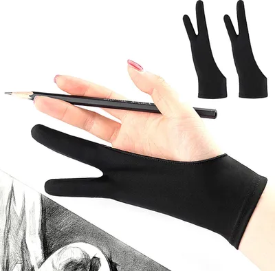 Produktbild von Künstlerhandschuhe – Handschuhe mit Handflächenabweisung und zwei Fingern für Papierskizzen und Grafiktabletts (2 Stück)