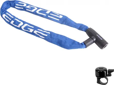 Zdjęcie produktu dla Blokada łańcucha Edge Granito Ø 6 mm x 90 cm niebieska z dzwonkiem rowerowym