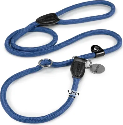 Produktbild von lionto Retrieverleine, sicher, stylisch & vegan, mit Zugbegrenzung & Stopper für sanftes Hundetraining, 170 cm, blau