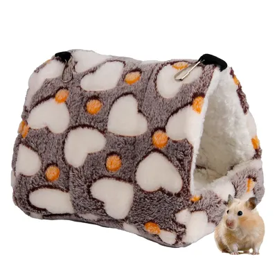 Produktbild von Kleintier-Winterhaus Meerschweinchen Haus Kleintierbetten Kleintierhöhle für Chinchilla Hamster Bett HamsterhausKaffee
