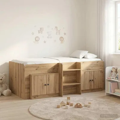 Obrázok produktu pre Maison Exclusive – Posteľ s úložným priestorom a skriňou, drevotrieska s povrchovou úpravou imitujúcou drevo Artisan