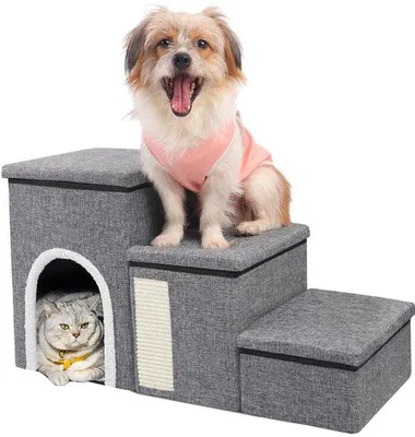 Immagine prodotto di Cuccia pieghevole per cani e gatti 75x35x43 cm con tiragraffi e vano portaoggetti