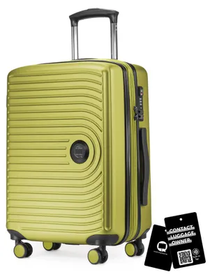 Zdjęcie produktu dla Mitte - Walizka podręczna + cyfrowa przywieszka bagażowa, wózek kabinowy XL walizka na kółkach twarda walizka podręczna samolot Carry-On 55 L TSA, paproć