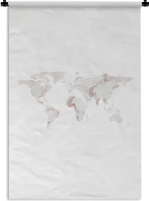 Produktbild von MuchoWow® Wandteppich Wandbehang Weltkarte - Marmor - Rosa - Weiß 90x135 cm Tapisserie Dekoration Wandtuch - Baumwolle - Wandskulptur